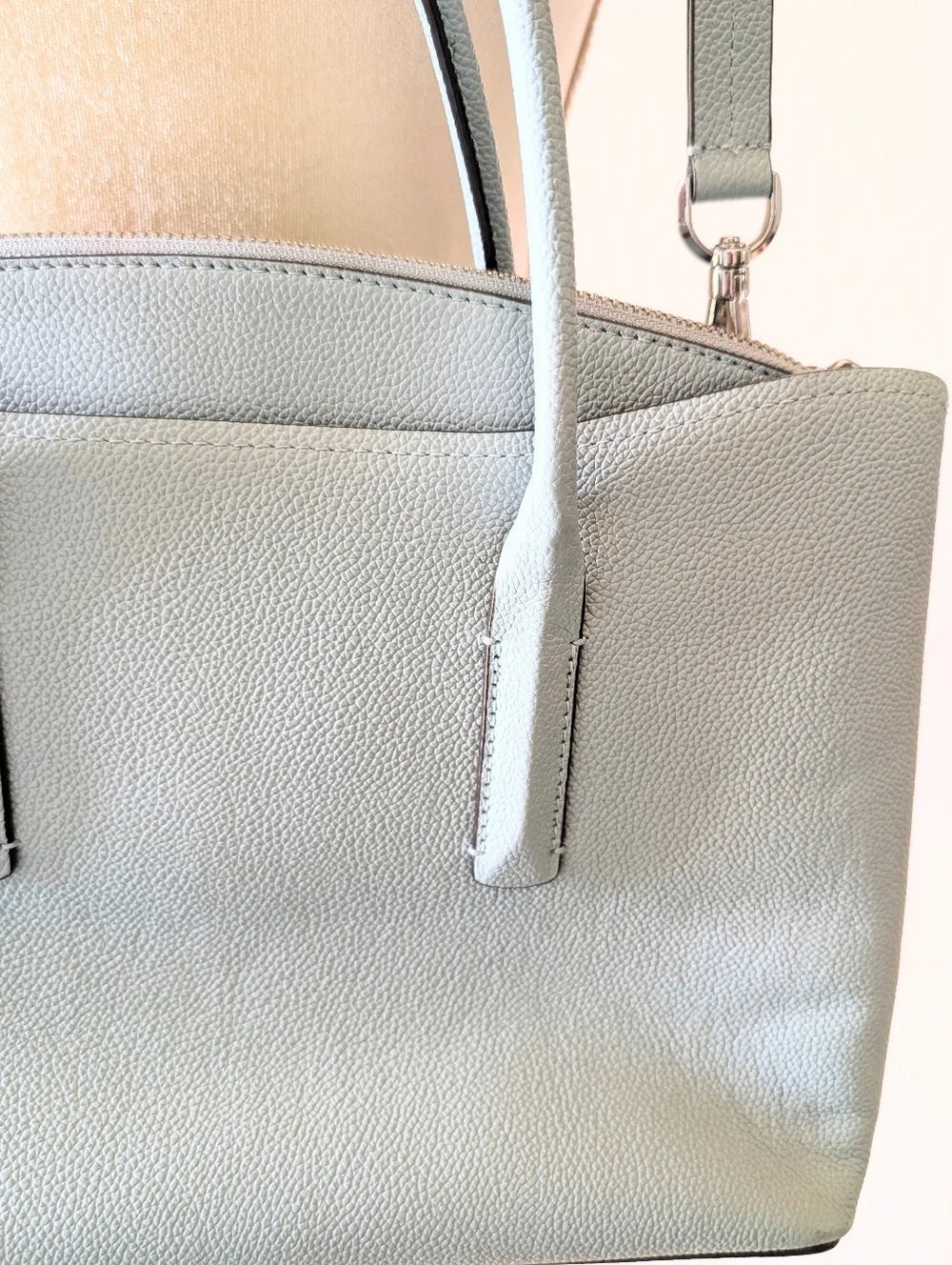 Kate Spade Light Blue Pebbled Leather Tote Purse with Crossbody Strap